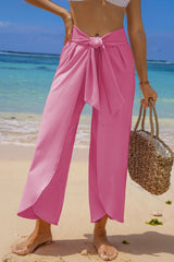 Bonbon Knotted Drop Waist Split Leg Relaxed Pants Pants & Culotte JT's Designer Fashion