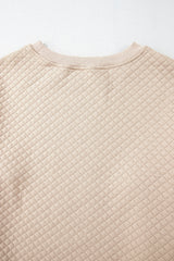Parchment Solid Color Quilted Long Sleeve Top and Shorts Set Short Sets JT's Designer Fashion