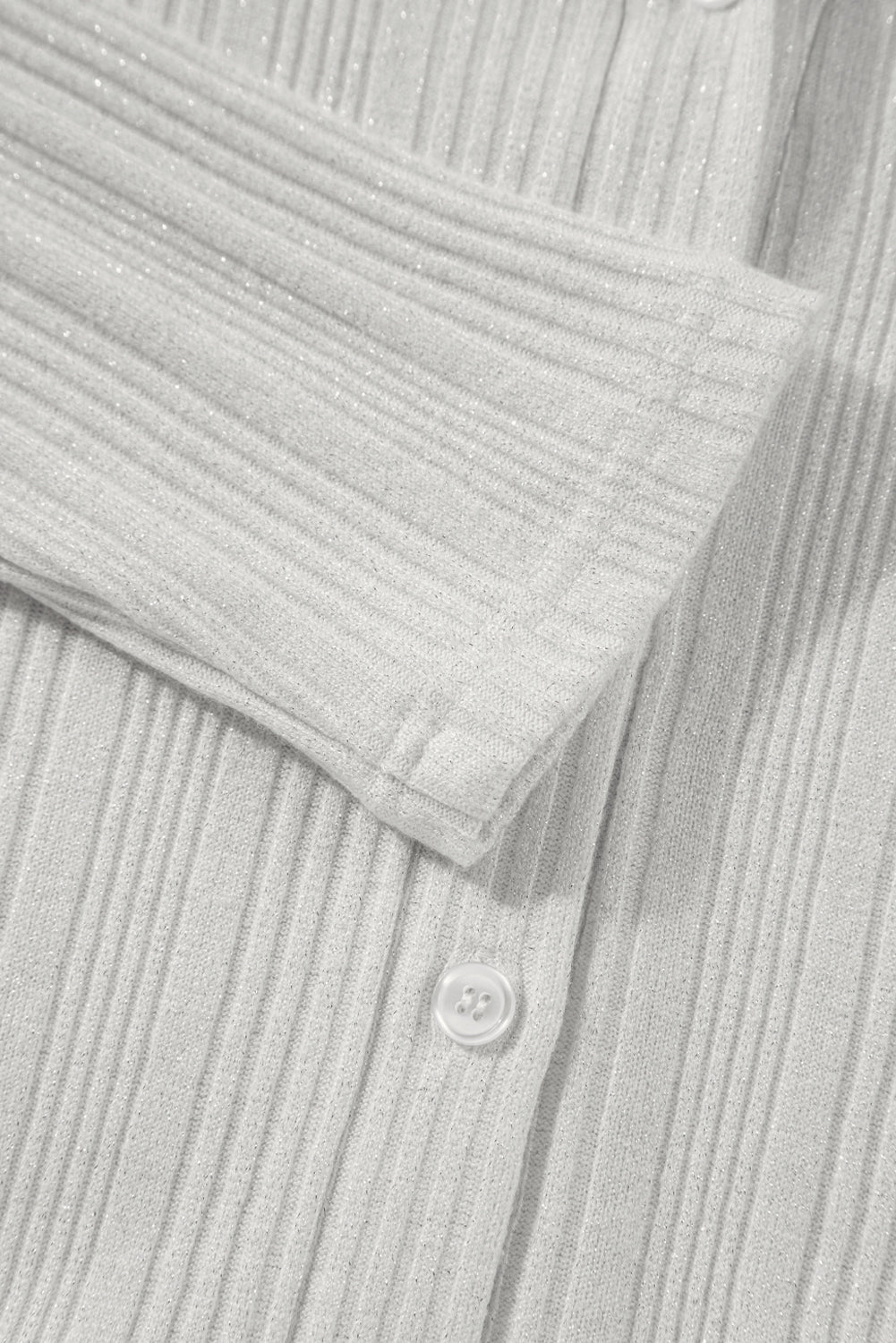 White Solid Color Ribbed Button up Tunic Cardigan Cardigans JT's Designer Fashion