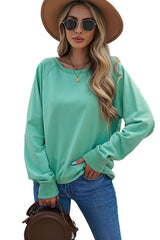 Green French Terry Cotton Blend Pullover Sweatshirt Sweatshirts & Hoodies JT's Designer Fashion