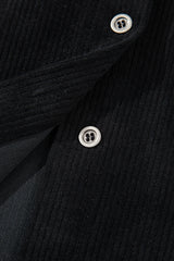 Black Corduroy Shirt Style Full Button Long Sleeve Shift Mini Dress Mini Dresses JT's Designer Fashion