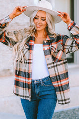 Khaki Geometric Plaid Print Pocketed Shacket Plaid Shackets JT's Designer Fashion