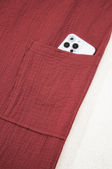 Red Clay Knotted Back Strap Cotton Bib Jumpsuit Jumpsuits & Rompers JT's Designer Fashion