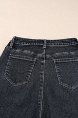 Black Plain Seam Detail Flared Bottom Ankle Length Jeans Jeans JT's Designer Fashion