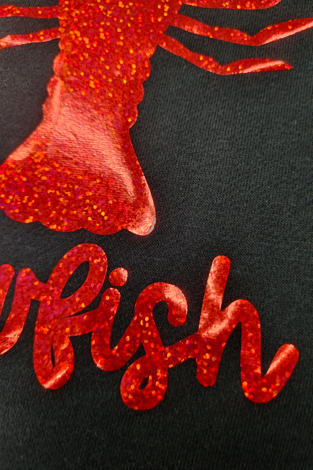 Black Shimmering Crawfish Graphic Tee Graphic Tees JT's Designer Fashion
