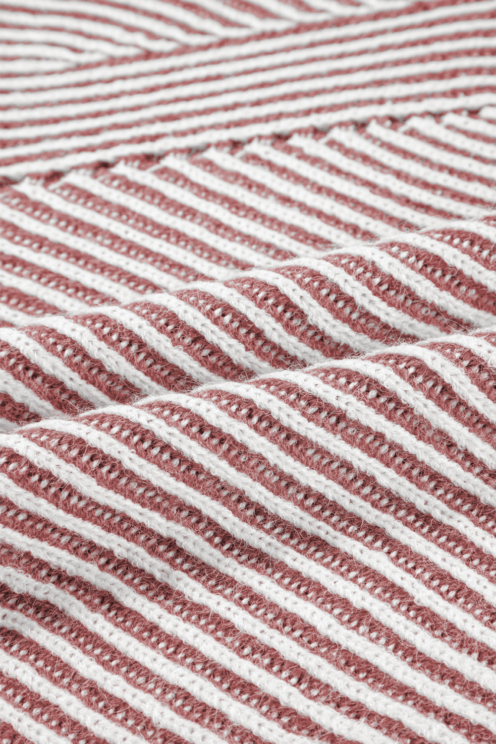 Red Dahlia Striped Print Ribbed Knit Boat Neck Baggy Sweater Sweaters JT's Designer Fashion