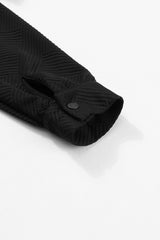 Black Solid Textured Flap Pocket Buttoned Shacket Jackets JT's Designer Fashion