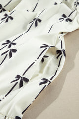 Apricot Bow Printed Puff Sleeve Ruffled Plus Size Mini Dress Plus Size Mini Dresses JT's Designer Fashion