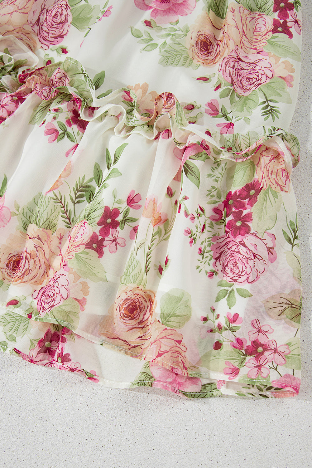 White Vibrant Floral Bubble Sleeve Sweetheart Neck Ruffle Mini Dress Floral Dresses JT's Designer Fashion