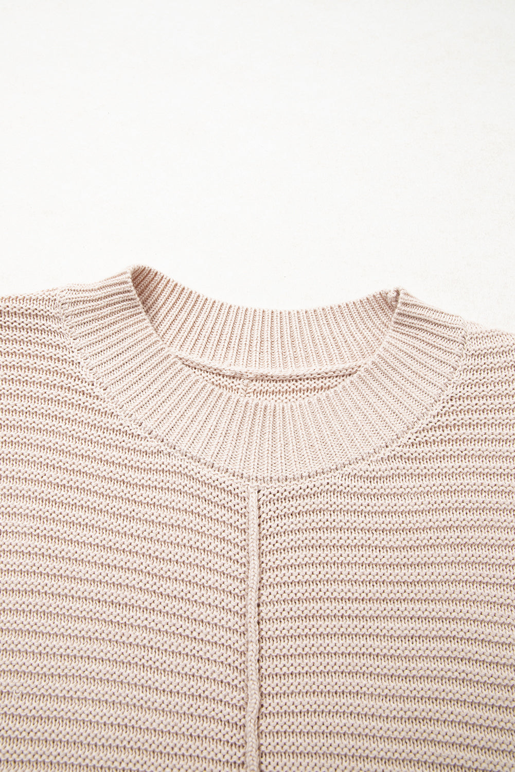 Parchment Mixed Texture Patchwork Knitted Puff Sleeve Sweater Sweaters JT's Designer Fashion