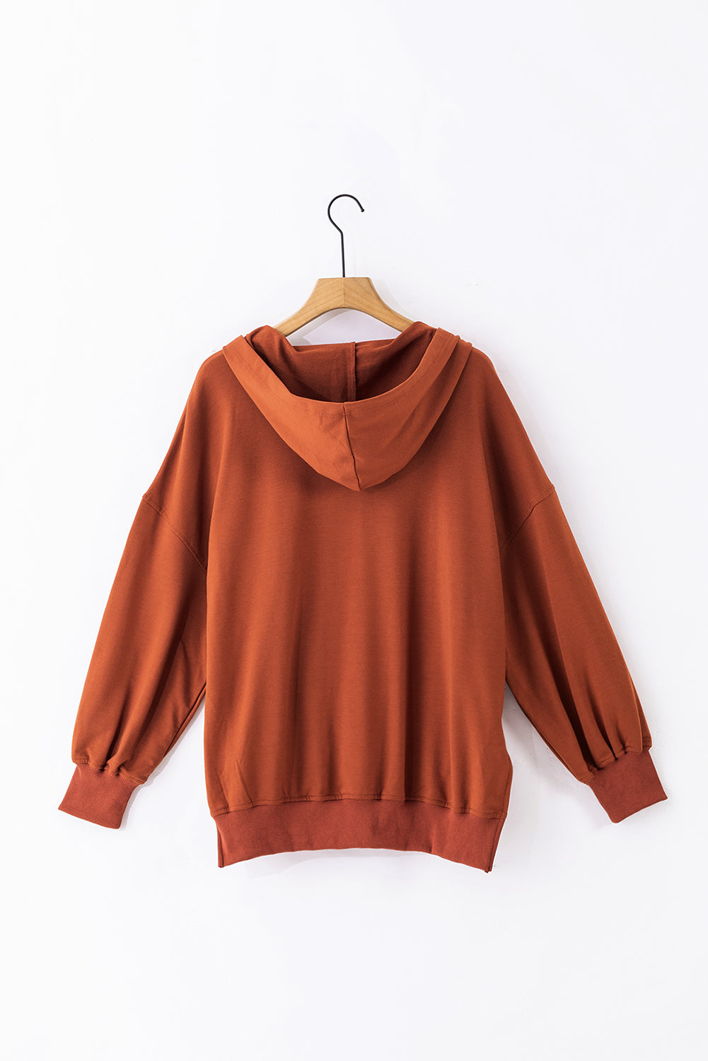 Chestnut V Neck Kangaroo Pocket Oversized Hoodie Sweatshirts & Hoodies JT's Designer Fashion