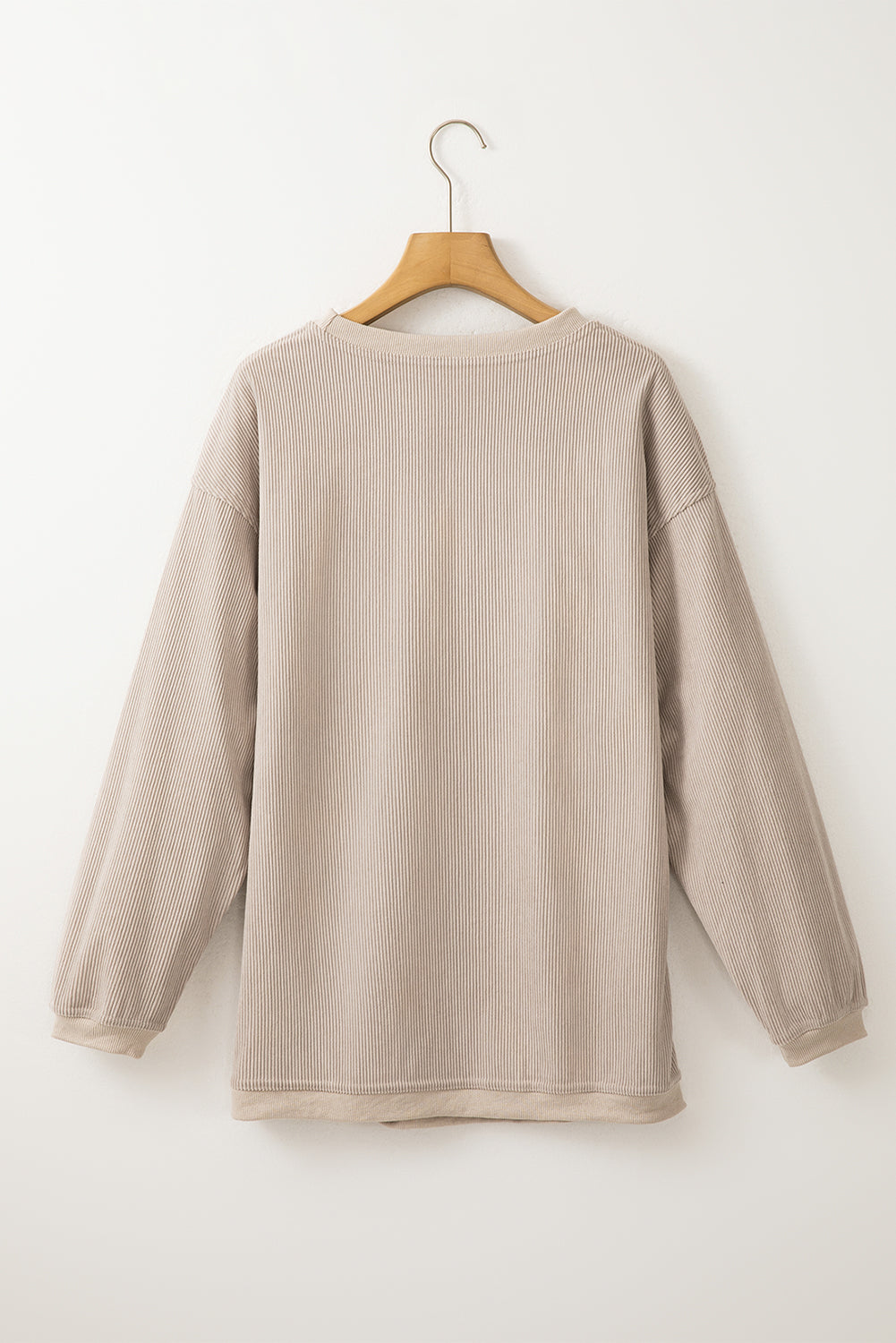 Smoke Gray Ribbed Corduroy Oversized Sweatshirt Sweatshirts & Hoodies JT's Designer Fashion