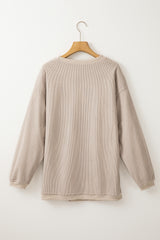 Smoke Gray Ribbed Corduroy Oversized Sweatshirt Sweatshirts & Hoodies JT's Designer Fashion