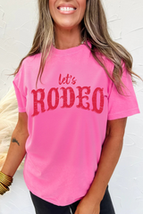Rose Red Lets Rodeo Crew Neck Graphic Tee Graphic Tees JT's Designer Fashion