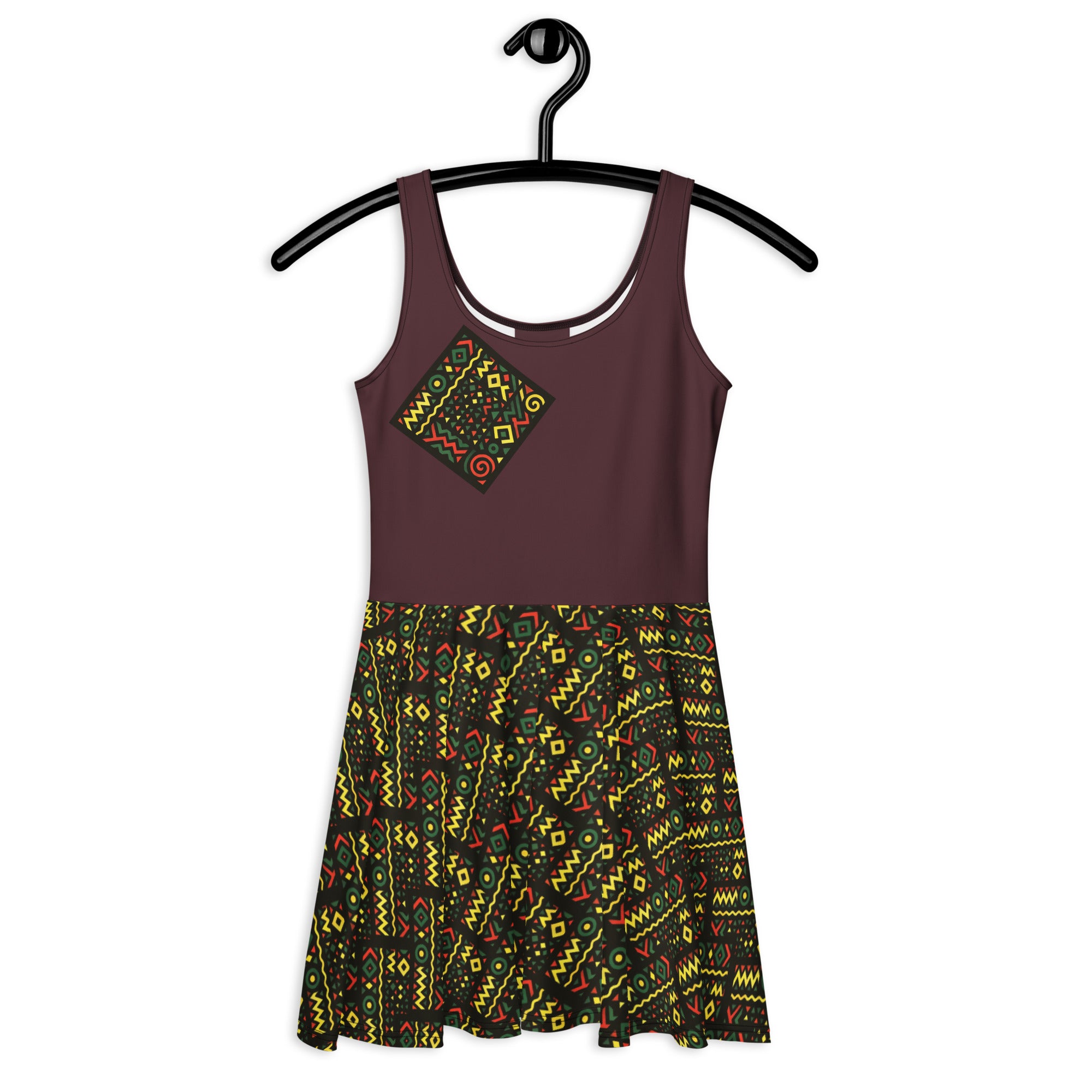 Bold African Print Skater Dress – Sun-Kissed Elegance Mini Dresses JT's Designer Fashion