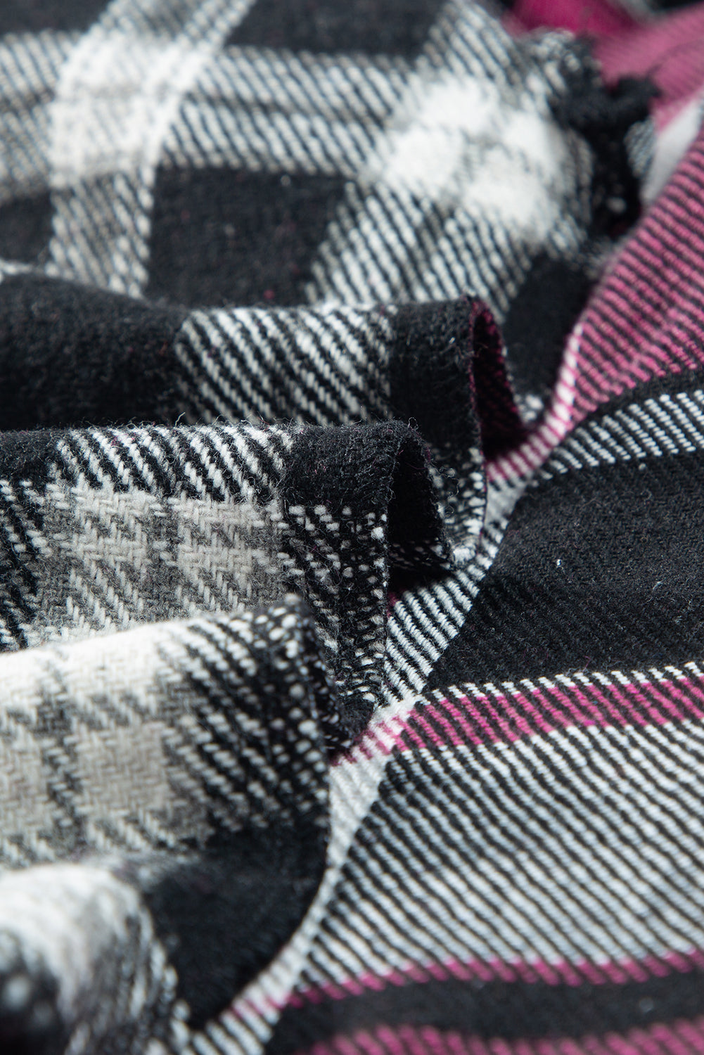 Black Plaid Colorblock Loose Shacket Plaid Shackets JT's Designer Fashion