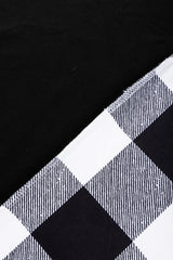 Black Checkboard Patchwork Exposed Stitching Collared Top Long Sleeve Tops JT's Designer Fashion