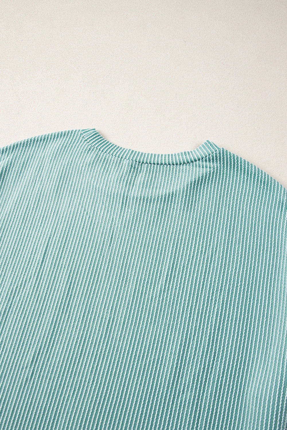 Iceland Blue Ribbed Textured Knit Loose Fit Tee and Shorts Set Short Sets JT's Designer Fashion