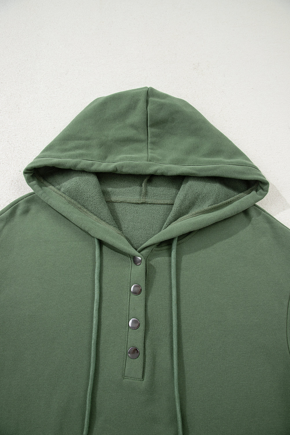 Mist Green Button Drawstring Hooded Pullover and Casual Short Set Short Sets JT's Designer Fashion