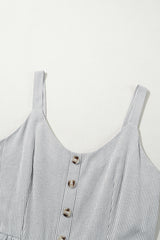 Black Stripe Half Buttoned Sleeveless Wide Leg Jumpsuit Jumpsuits & Rompers JT's Designer Fashion