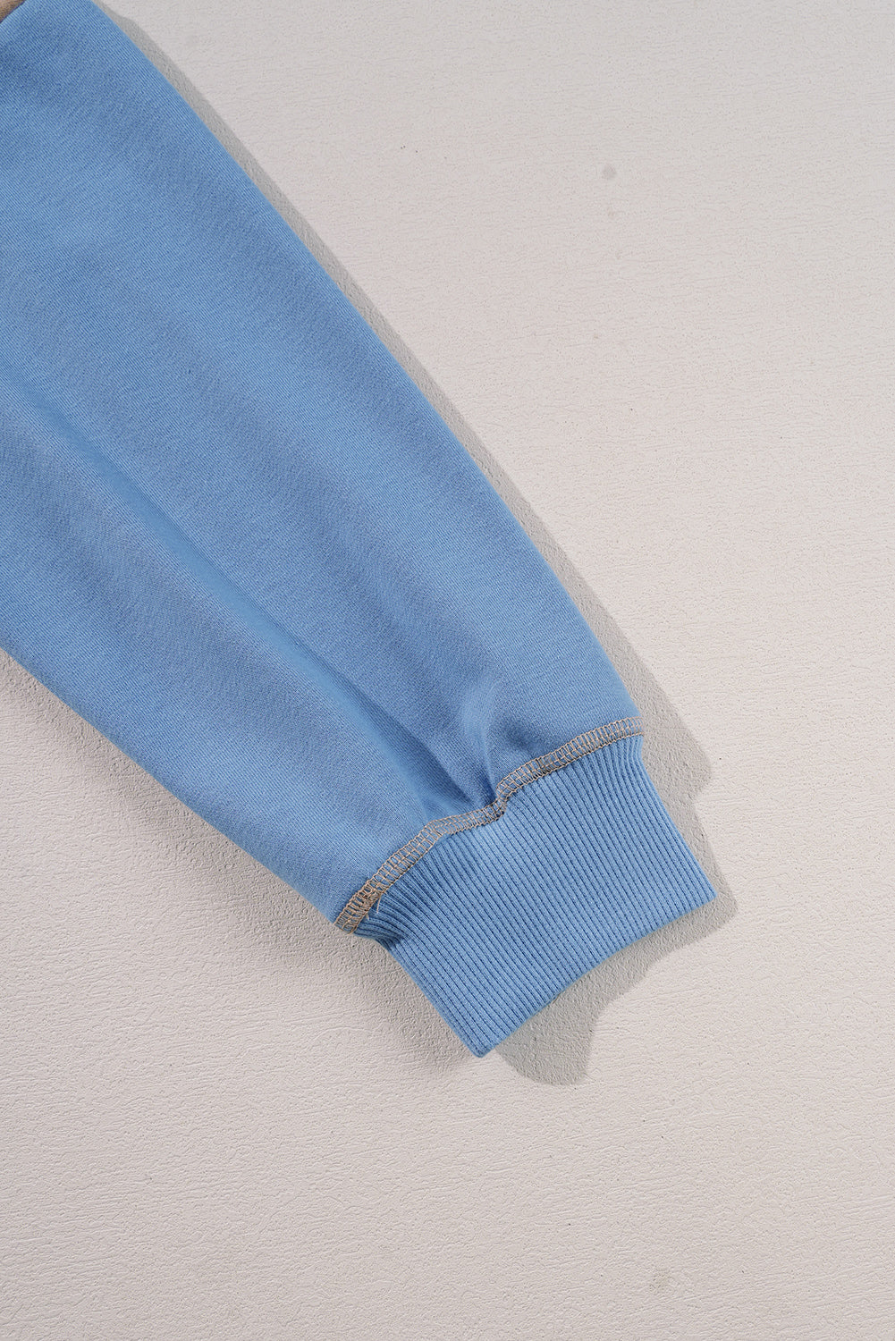 Sky Blue Ribbed Detail Color Block Sleeve Baggy Sweatshirt Sweatshirts & Hoodies JT's Designer Fashion
