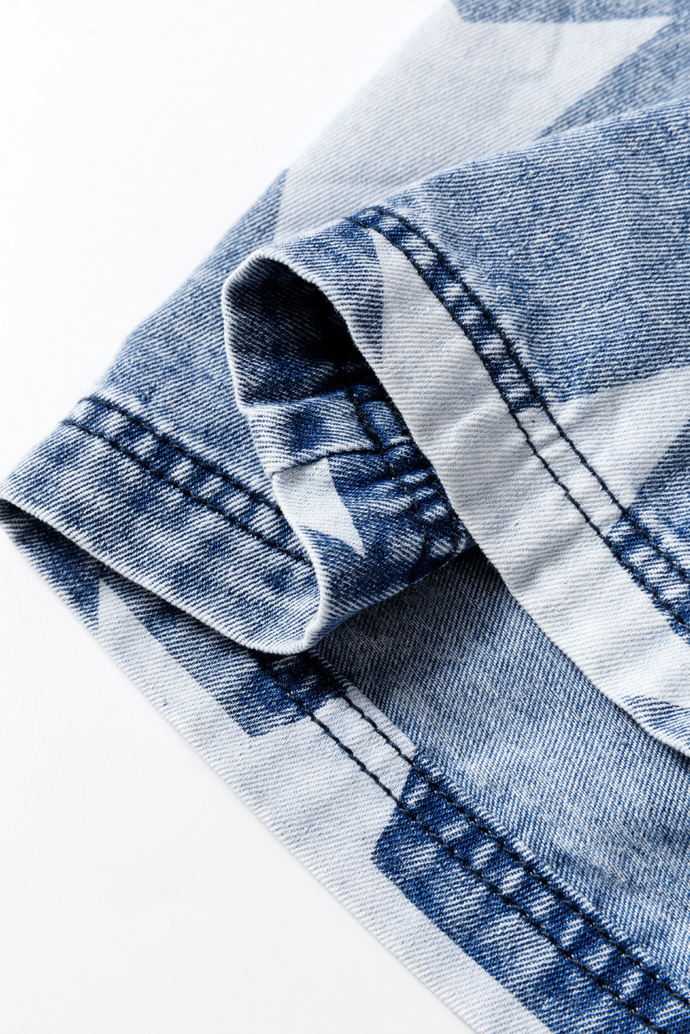 Light Blue Star Print Light Wash Drawstring Elastic Waistband Wide Leg Jeans Jeans JT's Designer Fashion