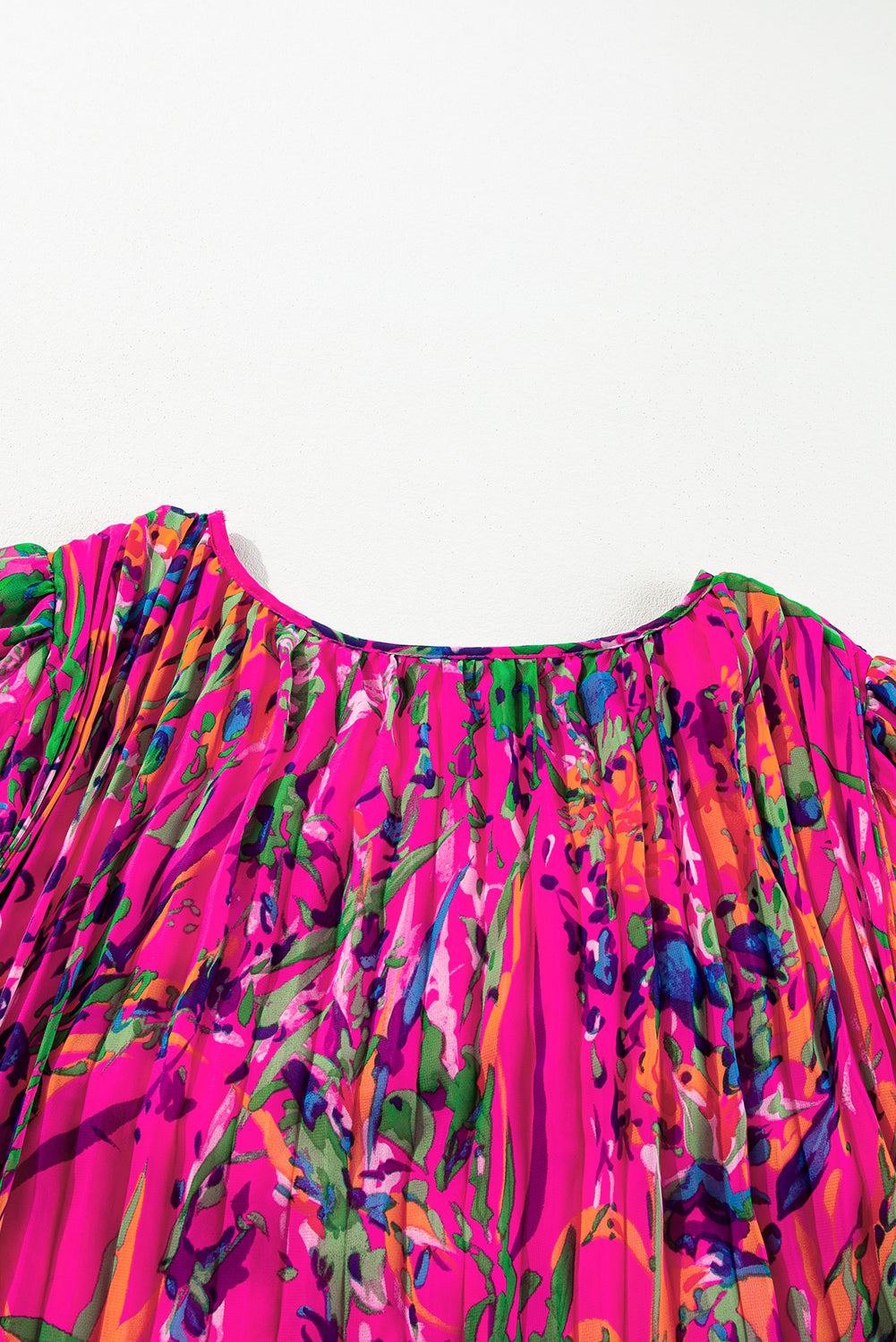 Rose Plus Size Abstract Floral Print Pleated Loose Dress Plus Size Mini Dresses JT's Designer Fashion