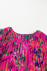 Rose Plus Size Abstract Floral Print Pleated Loose Dress Plus Size Mini Dresses JT's Designer Fashion