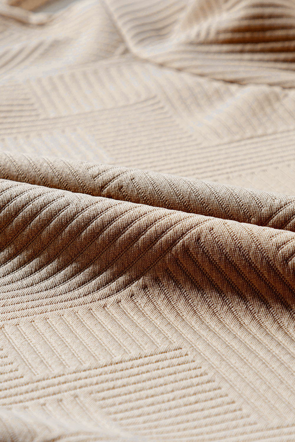 Apricot Asymmetric Buttons Detail High Neck Textured Sweatshirt Sweatshirts & Hoodies JT's Designer Fashion