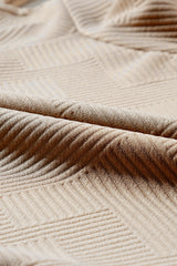 Apricot Asymmetric Buttons Detail High Neck Textured Sweatshirt Sweatshirts & Hoodies JT's Designer Fashion