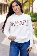 White Thankful Ivory Embroidered Sweater Sweaters JT's Designer Fashion