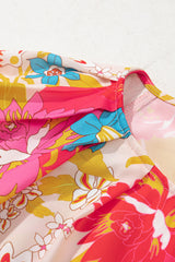 Pink Floral Print Bubble Short Sleeve Dress Floral Dresses JT's Designer Fashion