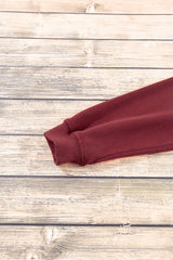 Burgundy Plain Drop Shoulder Crewneck Pullover Sweatshirt Sweatshirts & Hoodies JT's Designer Fashion