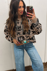 Black Bows & Horseshoes Pattern Western Fashion Print Sweater Sweaters JT's Designer Fashion