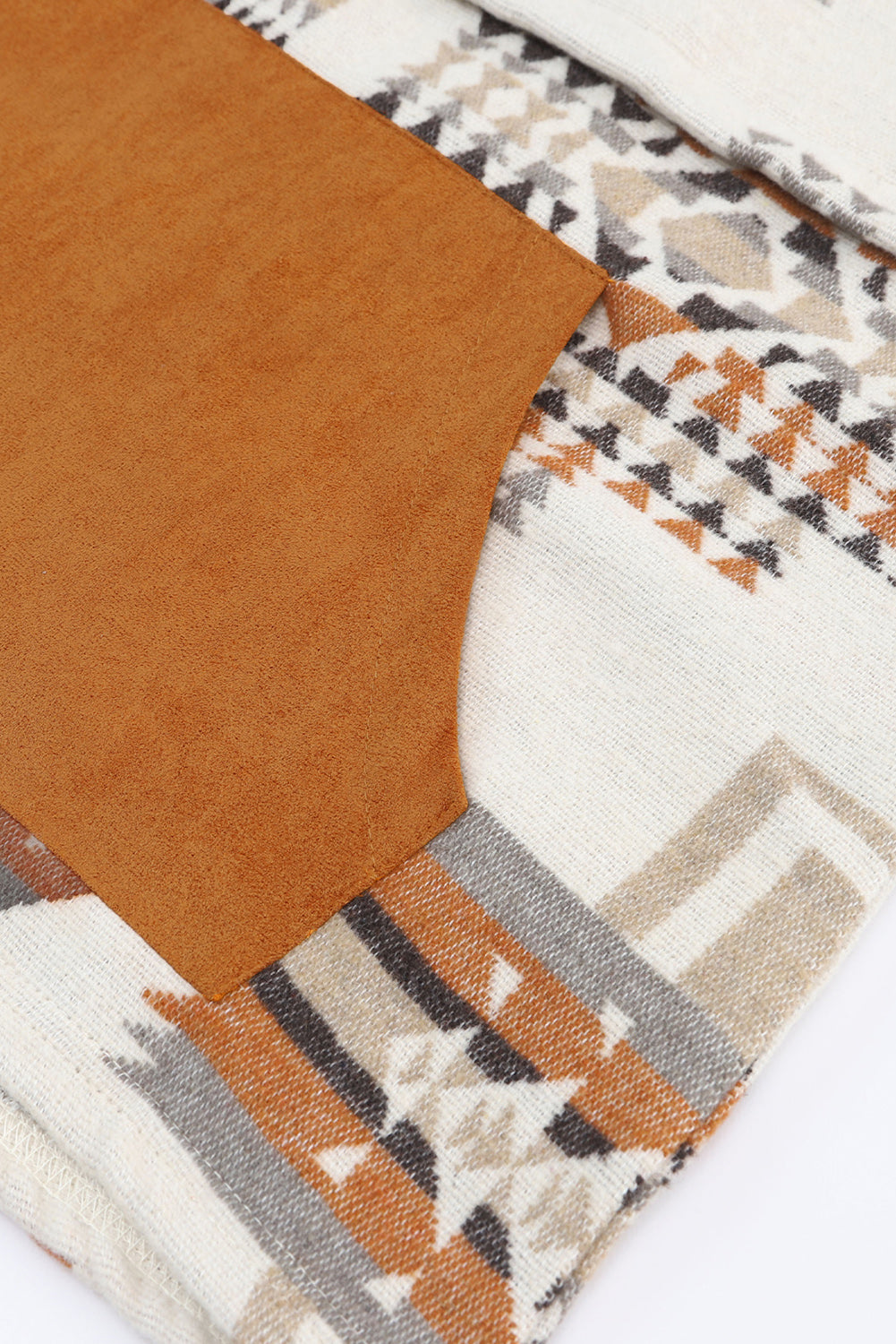 Beige Aztec Print Kangaroo Pocket Half-Zip Hoodie Sweatshirts & Hoodies JT's Designer Fashion