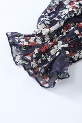 Blue Ruffle Detailing Open Back Floral Dress Floral Dresses JT's Designer Fashion
