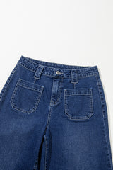 Sail Blue Wide Leg Pocketed High Waist Jeans Jeans JT's Designer Fashion