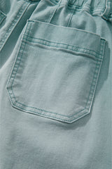Smoke Green Mineral Wash Drawstring High Waist Wide Leg Jeans Jeans JT's Designer Fashion