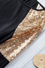 Black Sequin Shoulder Long Sleeve Top Long Sleeve Tops JT's Designer Fashion