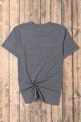 Gray Rugby Bow Knot Print Crewneck Casual T Shirt Graphic Tees JT's Designer Fashion