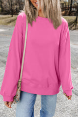 Bonbon Plain Drop Shoulder Crewneck Pullover Sweatshirt Sweatshirts & Hoodies JT's Designer Fashion