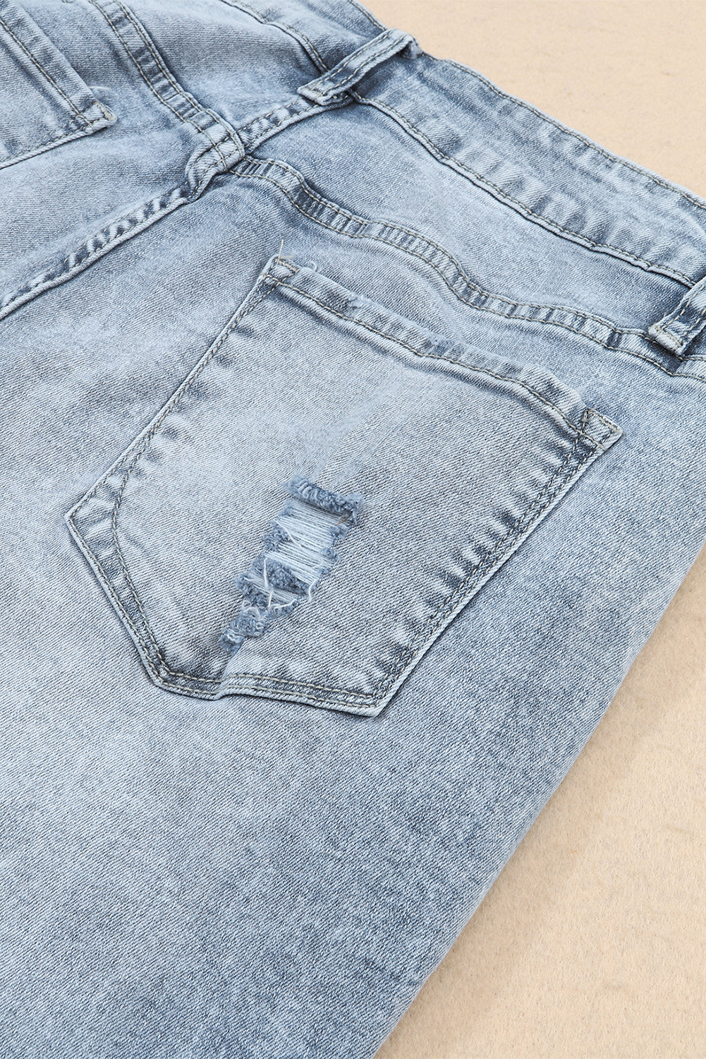 Sky Blue Light Wash Frayed Slim Fit High Waist Jeans Jeans JT's Designer Fashion