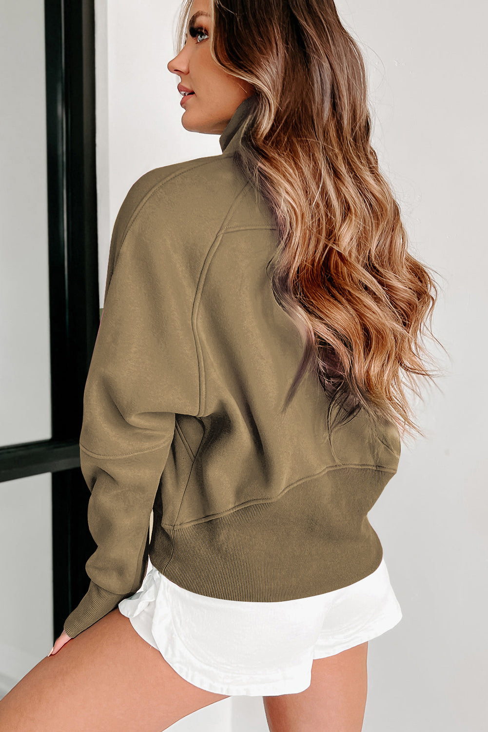 Elmwood Fleece Lined Zip Up Stand Collar Thumbhole Sleeve Sweatshirt Sweatshirts & Hoodies JT's Designer Fashion