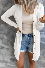 White Solid Color Open-Front Buttons Cardigan Sweaters & Cardigans JT's Designer Fashion