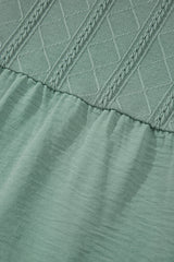 Laurel Green Tie Split Neck Textured Ruffle Patchwork Blouse Blouses & Shirts JT's Designer Fashion