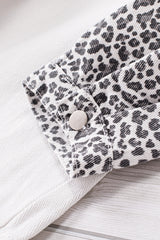 White Contrast Leopard Denim Jacket Denim Jackets JT's Designer Fashion