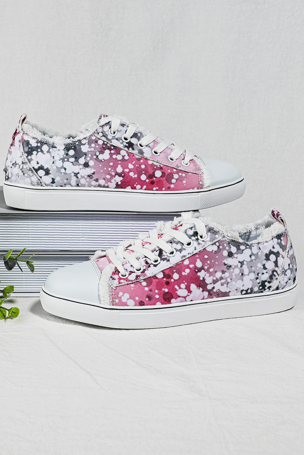 Pink Bleached Spots Canvas Shoes Women's Shoes JT's Designer Fashion