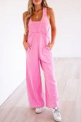 Bonbon Mineral Wash Raw Seam Patchwork Wide Leg Loose Jumpsuit Jumpsuits & Rompers JT's Designer Fashion