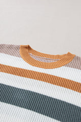 Camel Classic Round Neck Colorblock Knit Sweater Sweaters JT's Designer Fashion