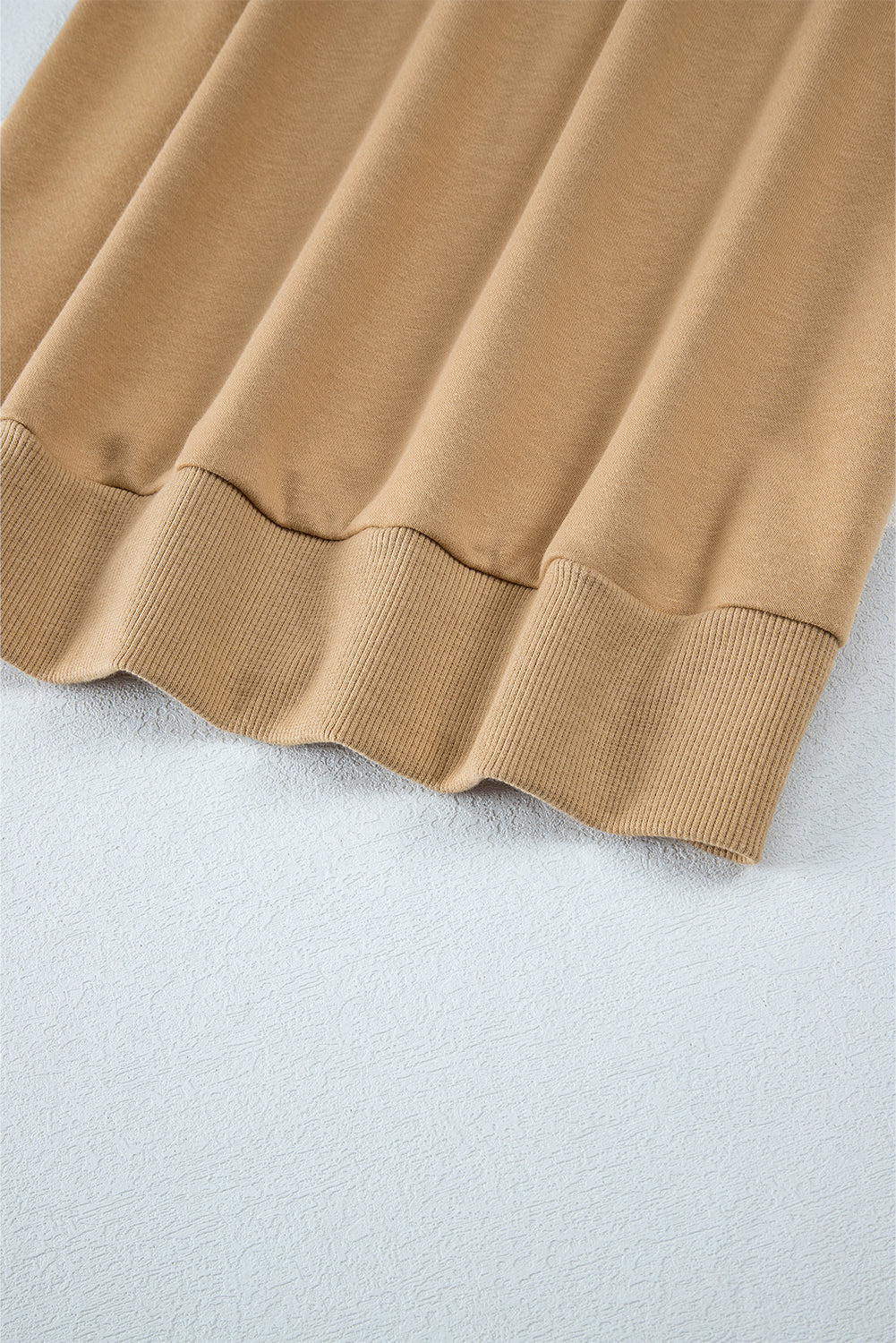 Pale Khaki Textured Patchwork Round Neck Sweatshirt Sweatshirts & Hoodies JT's Designer Fashion